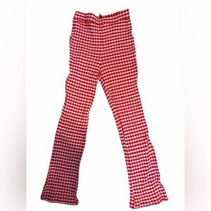 Zara Red and White Gingham Knit Pants